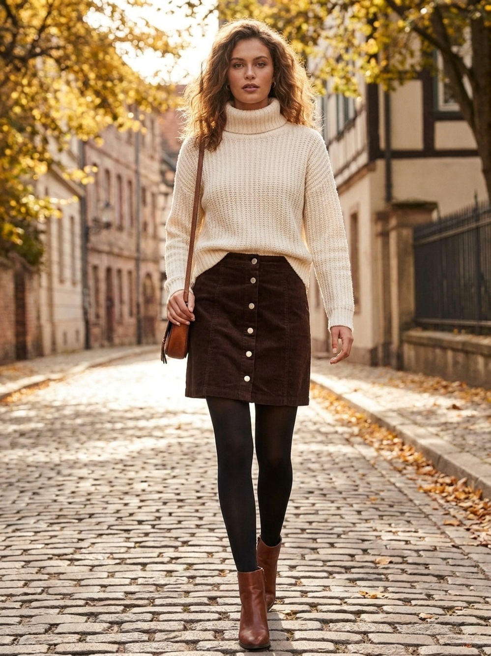LOFT Dark Brown Button-Front Corduroy Mini Skirt